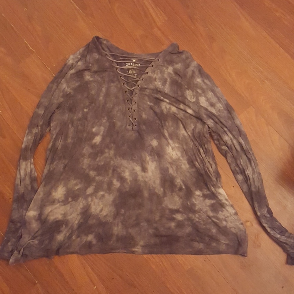 Tie dye lace up shirt